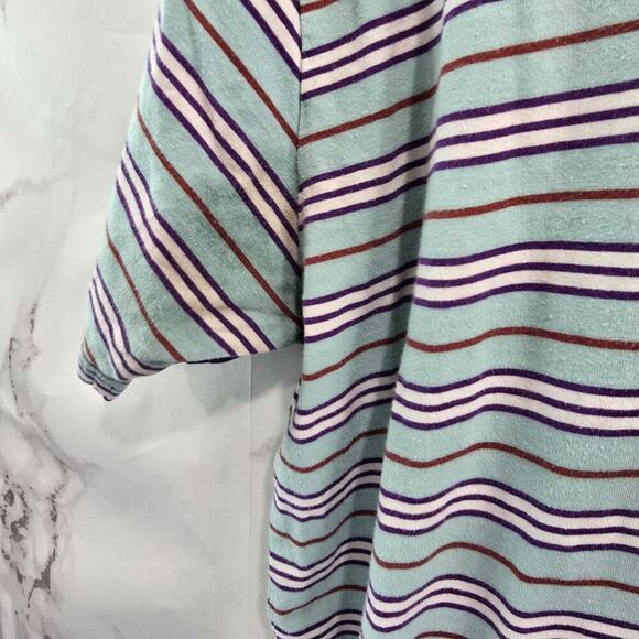 Teddy Fresh T Shirt Mens Large Blue Purple Short Sleeve Crew Striped Ringer - Picture 10 of 14